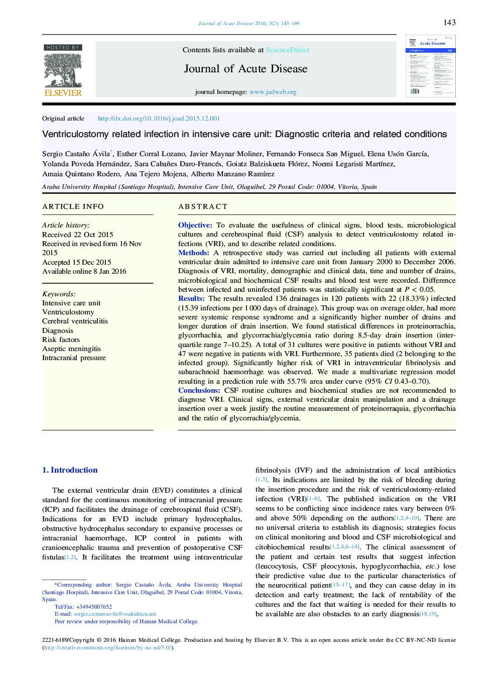 عفونت مرتبط با ونتریکولوستومی در بخش مراقبت های ویژه: معیارهای تشخیصی و شرایط مرتبط 
