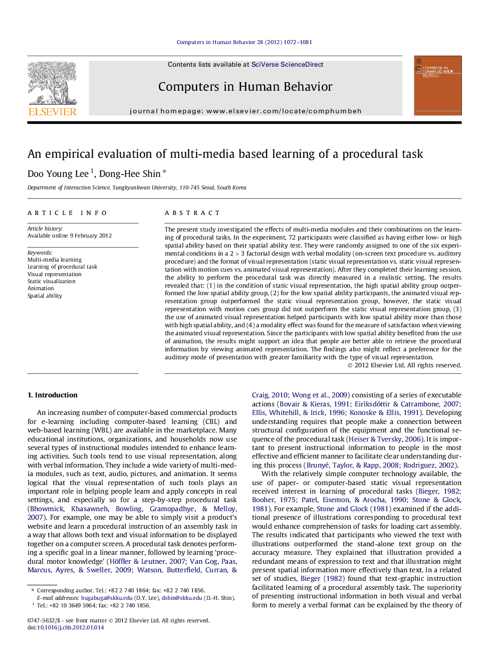 An empirical evaluation of multi-media based learning of a procedural task