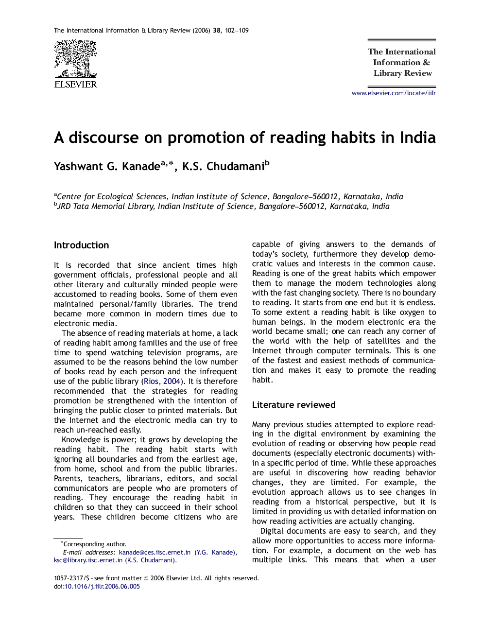 A discourse on promotion of reading habits in India