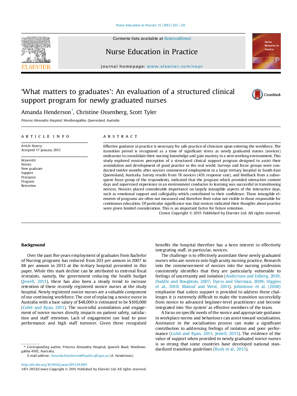 "چه چیزی برای فارغ التحصیلان مهم است": ارزیابی از برنامه پشتیبانی بالینی ساختاریافته برای پرستاران تازه فارغ التحصیل