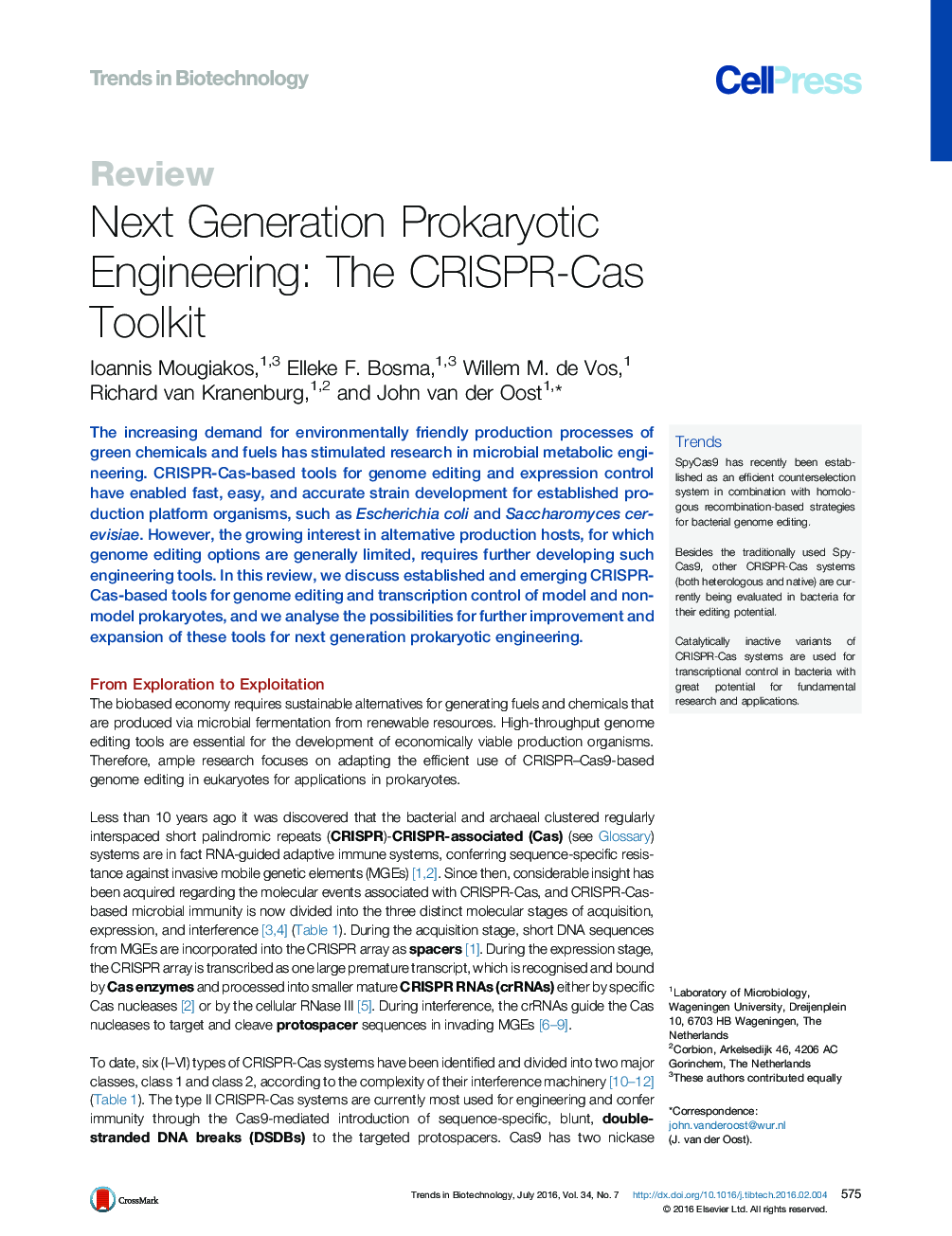 Next Generation Prokaryotic Engineering: The CRISPR-Cas Toolkit