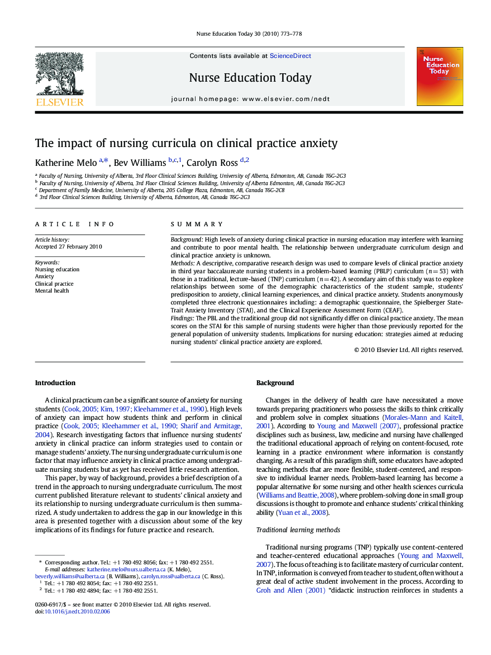 The impact of nursing curricula on clinical practice anxiety