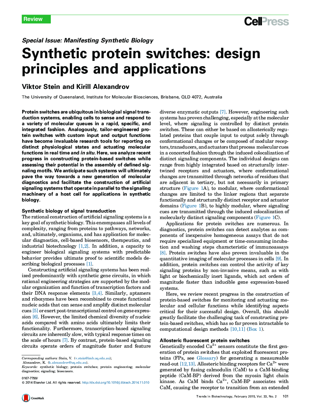 سوئیچ پروتئین مصنوعی: اصول طراحی و برنامه های کاربردی 