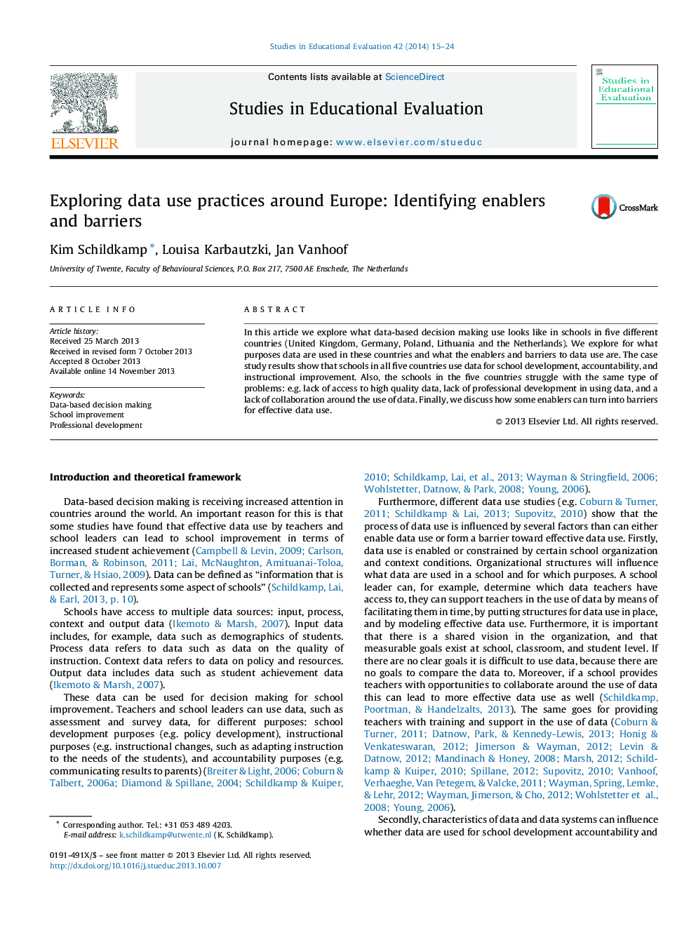 بررسی شیوه های استفاده از داده در سراسر اروپا: شناسایی توانمندسازها و موانع