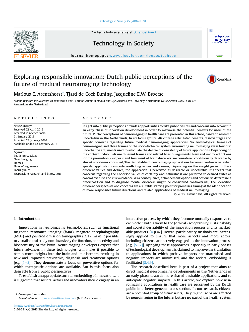 بررسی نوآوری معتبر: درک عمومی هلندی از آینده تکنولوژی تصویربرداری عصبی پزشکی