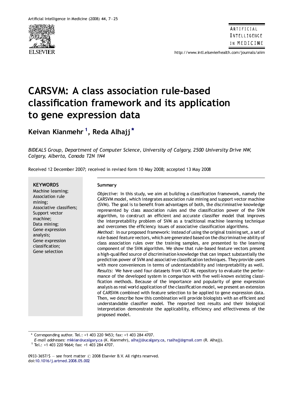 CARSVM: A class association rule-based classification framework and its application to gene expression data