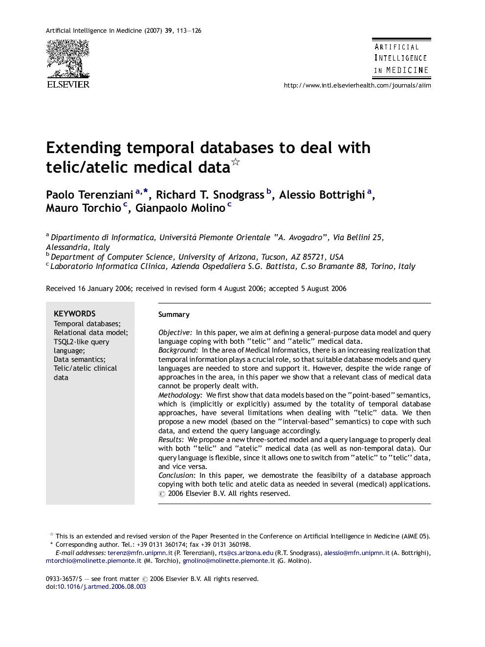 Extending temporal databases to deal with telic/atelic medical data