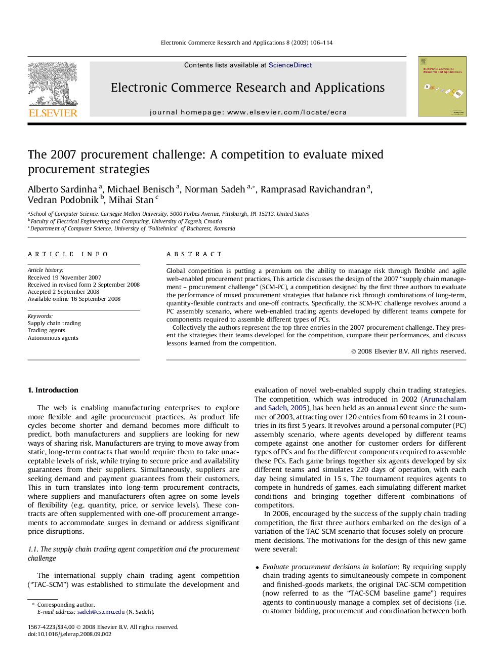 The 2007 procurement challenge: A competition to evaluate mixed procurement strategies