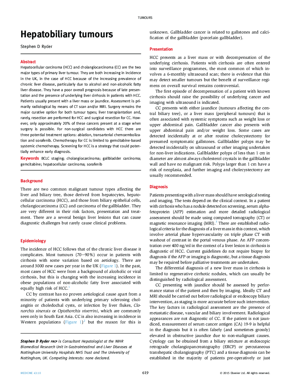 Hepatobiliary tumours