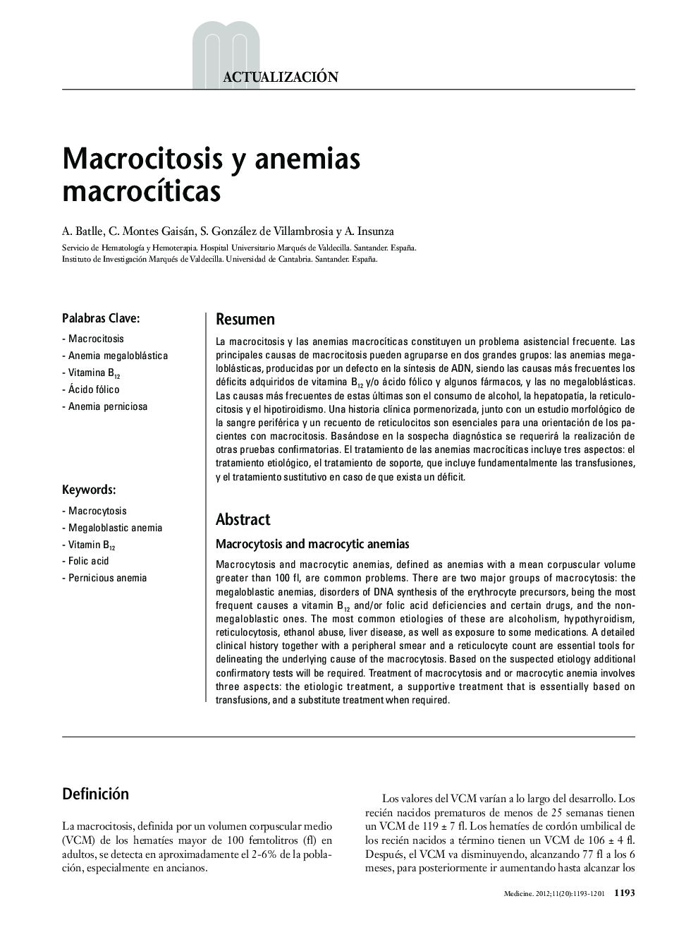 Macrocitosis y anemias macrocíticas
