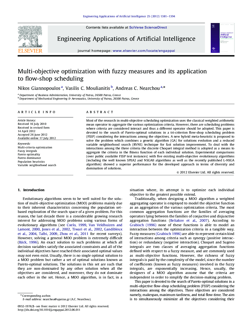Multi-objective optimization with fuzzy measures and its application to flow-shop scheduling