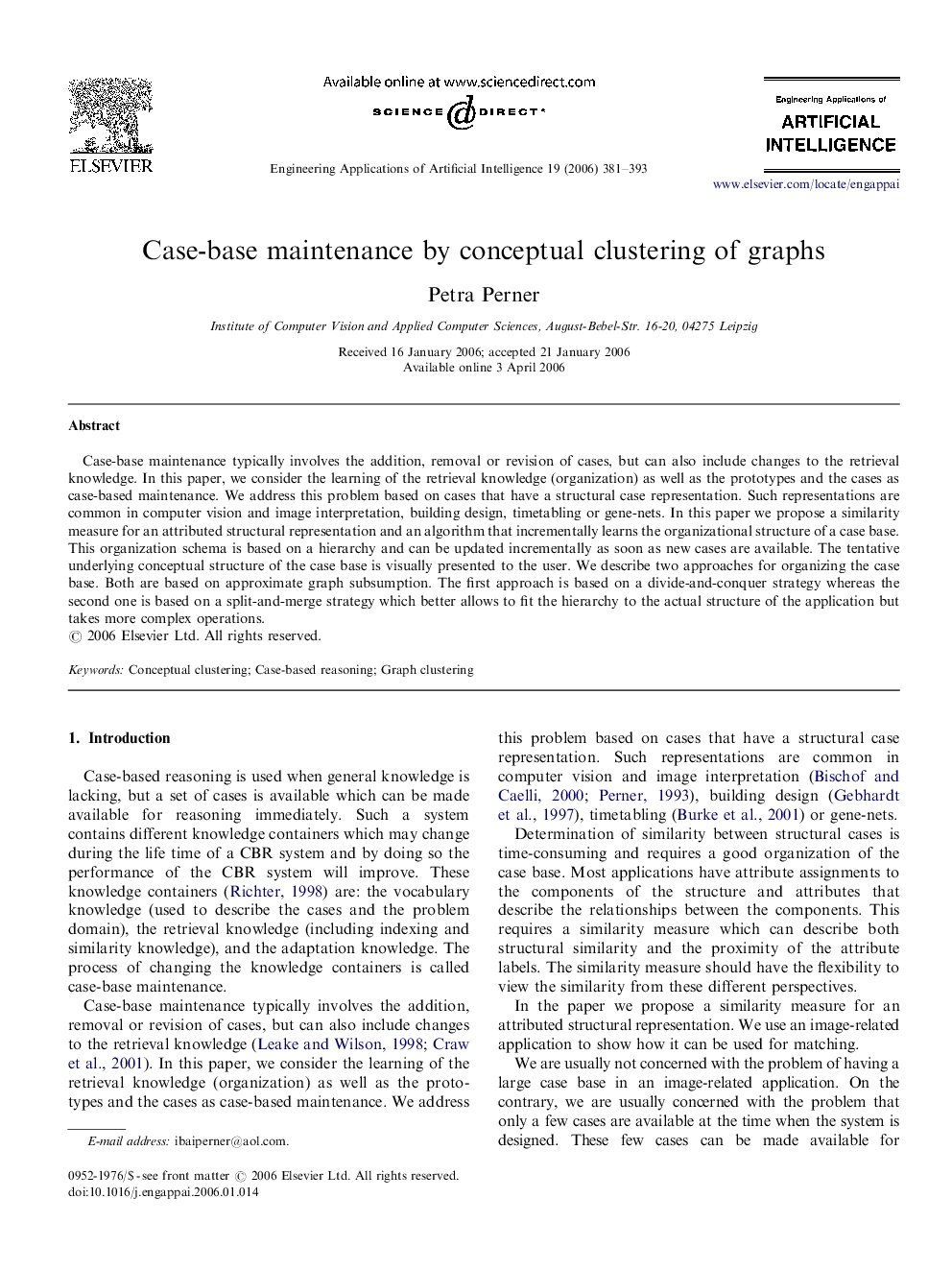 Case-base maintenance by conceptual clustering of graphs