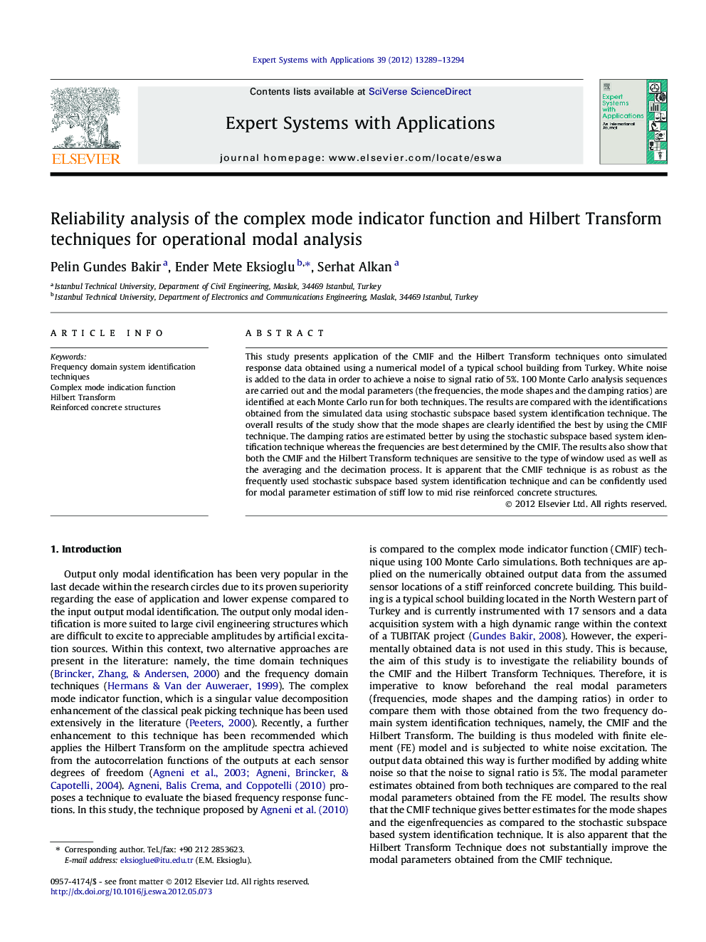 Reliability analysis of the complex mode indicator function and Hilbert Transform techniques for operational modal analysis
