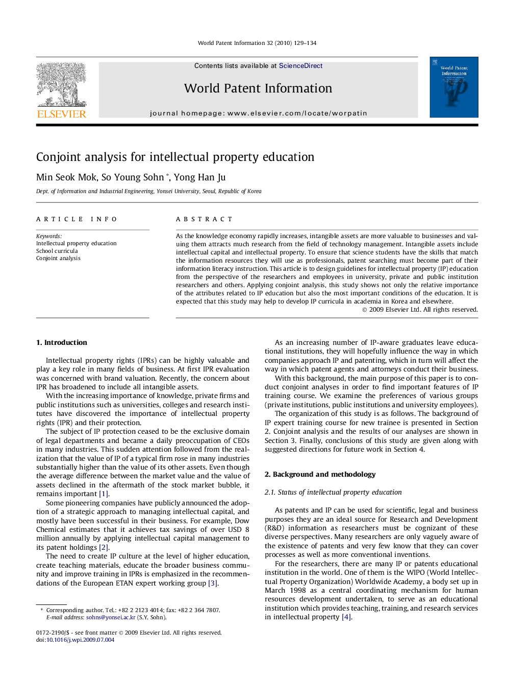 Conjoint analysis for intellectual property education