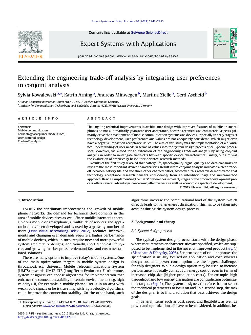 Extending the engineering trade-off analysis by integrating user preferences in conjoint analysis