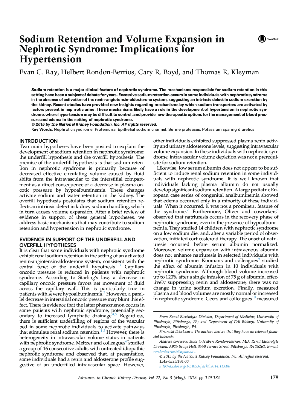 ردگیری سدیم و افزایش حجم در سندرم نفروتیک: پیامدهای فشار خون بالا 