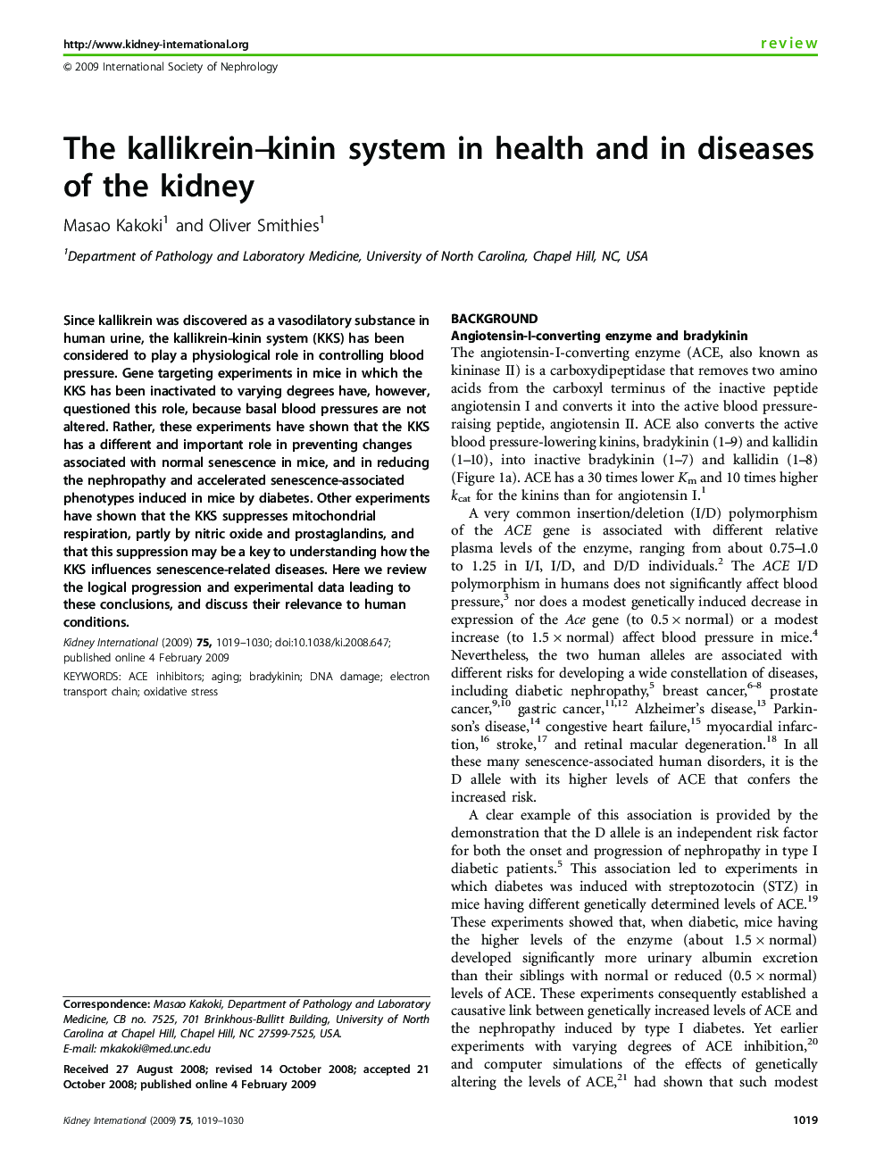The kallikrein–kinin system in health and in diseases of the kidney