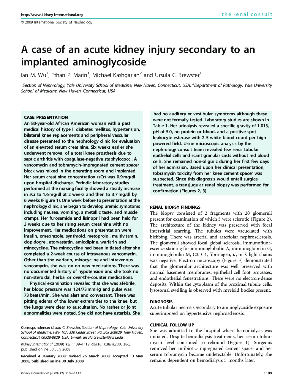 A case of an acute kidney injury secondary to an implanted aminoglycoside
