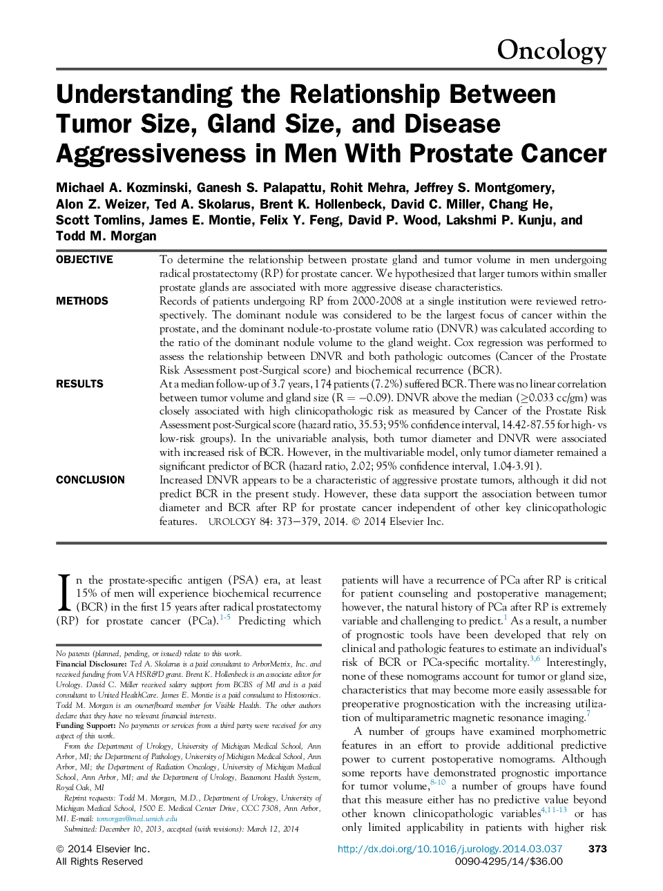 درک رابطه بین اندازه تومور، اندازه غده، و تهاجم بیماری در مردان مبتلا به سرطان پروستات 