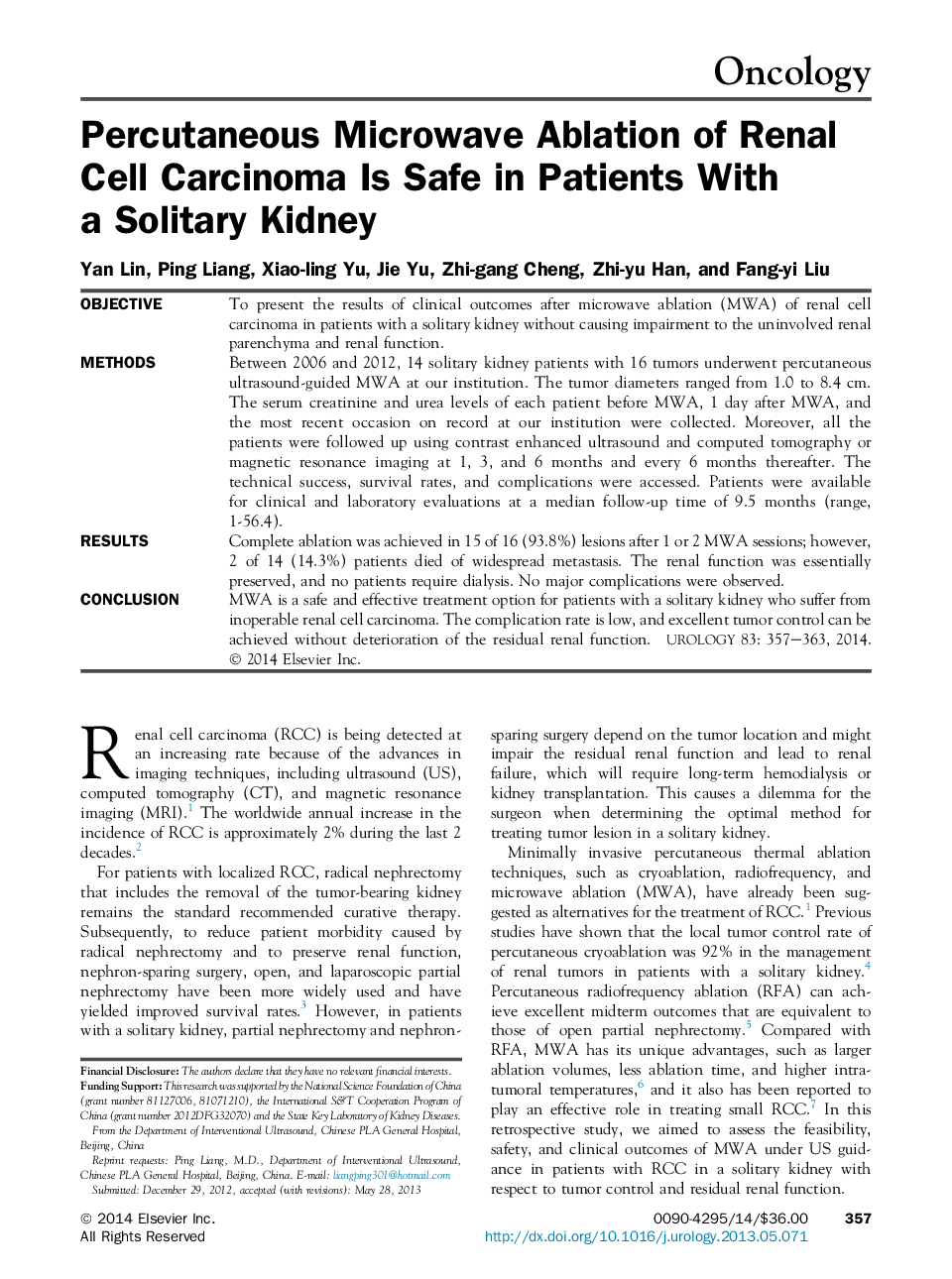 تخریب مایکروویو از طریق پوستی از کارسینوم سلولی کلیه در بیماران مبتلا به کبد انفرادی ایمن است 