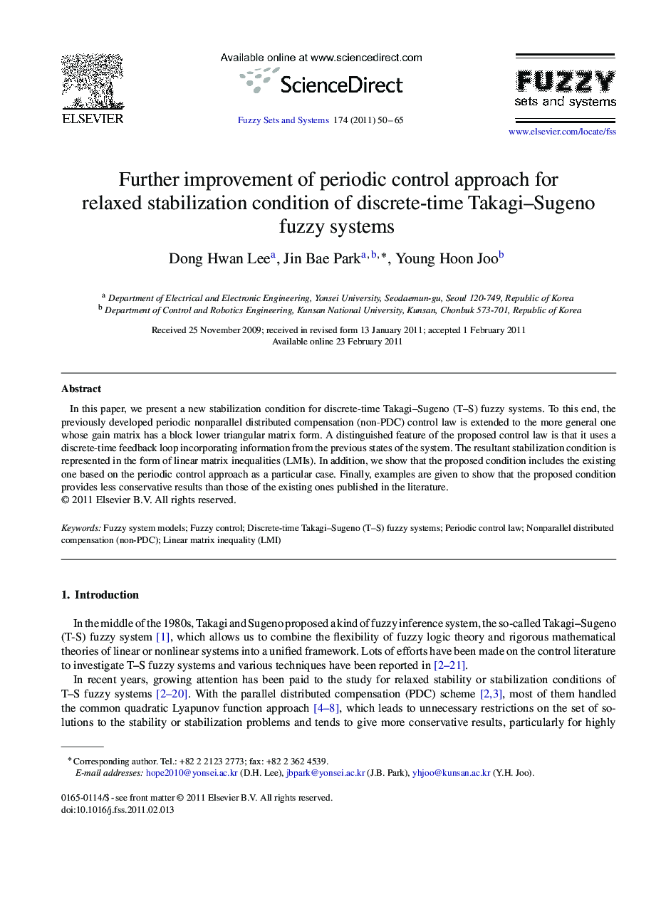 Further improvement of periodic control approach for relaxed stabilization condition of discrete-time Takagi–Sugeno fuzzy systems