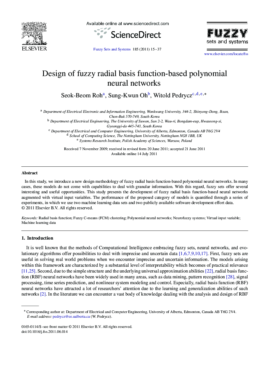 Design of fuzzy radial basis function-based polynomial neural networks