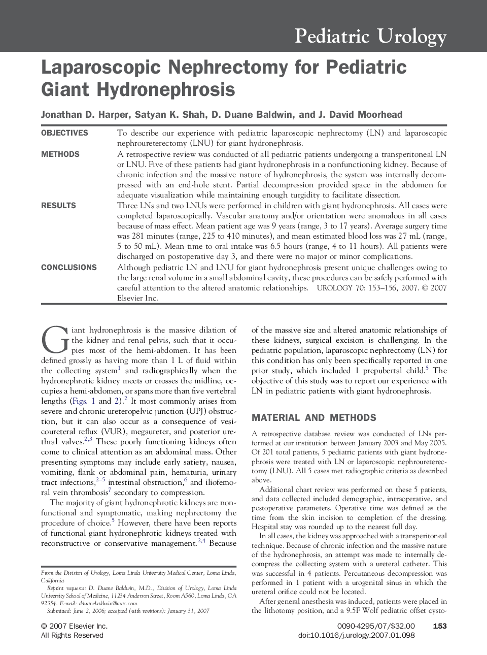 Laparoscopic Nephrectomy for Pediatric Giant Hydronephrosis