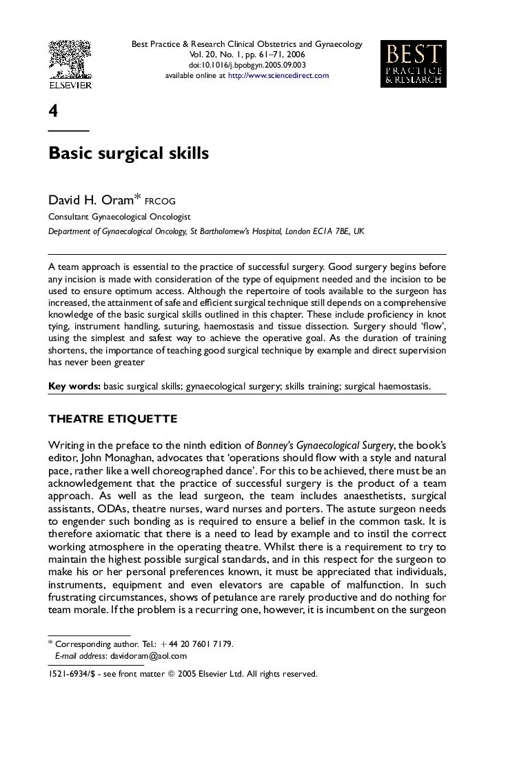 Basic surgical skills