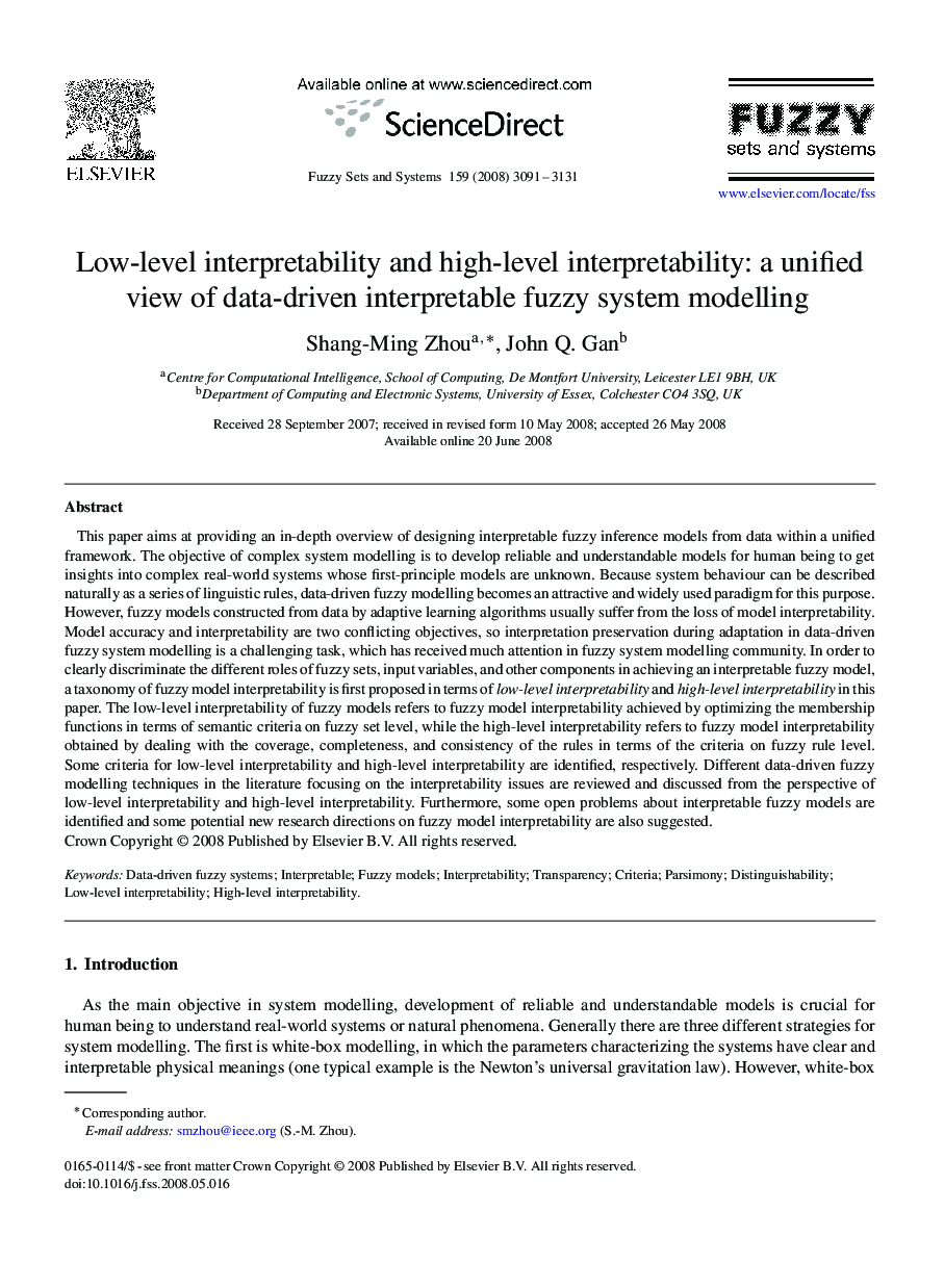 Low-level interpretability and high-level interpretability: a unified view of data-driven interpretable fuzzy system modelling