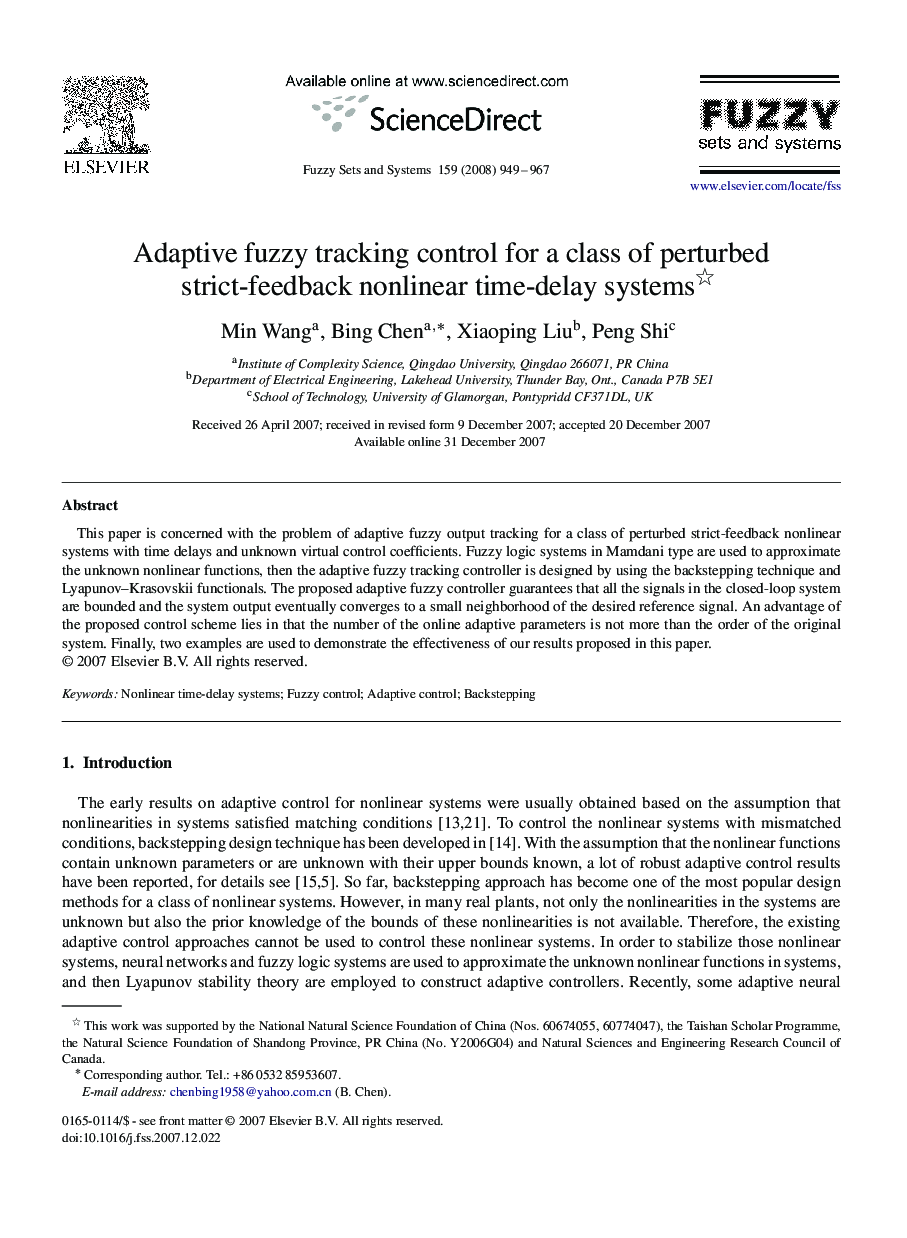 Adaptive fuzzy tracking control for a class of perturbed strict-feedback nonlinear time-delay systems 