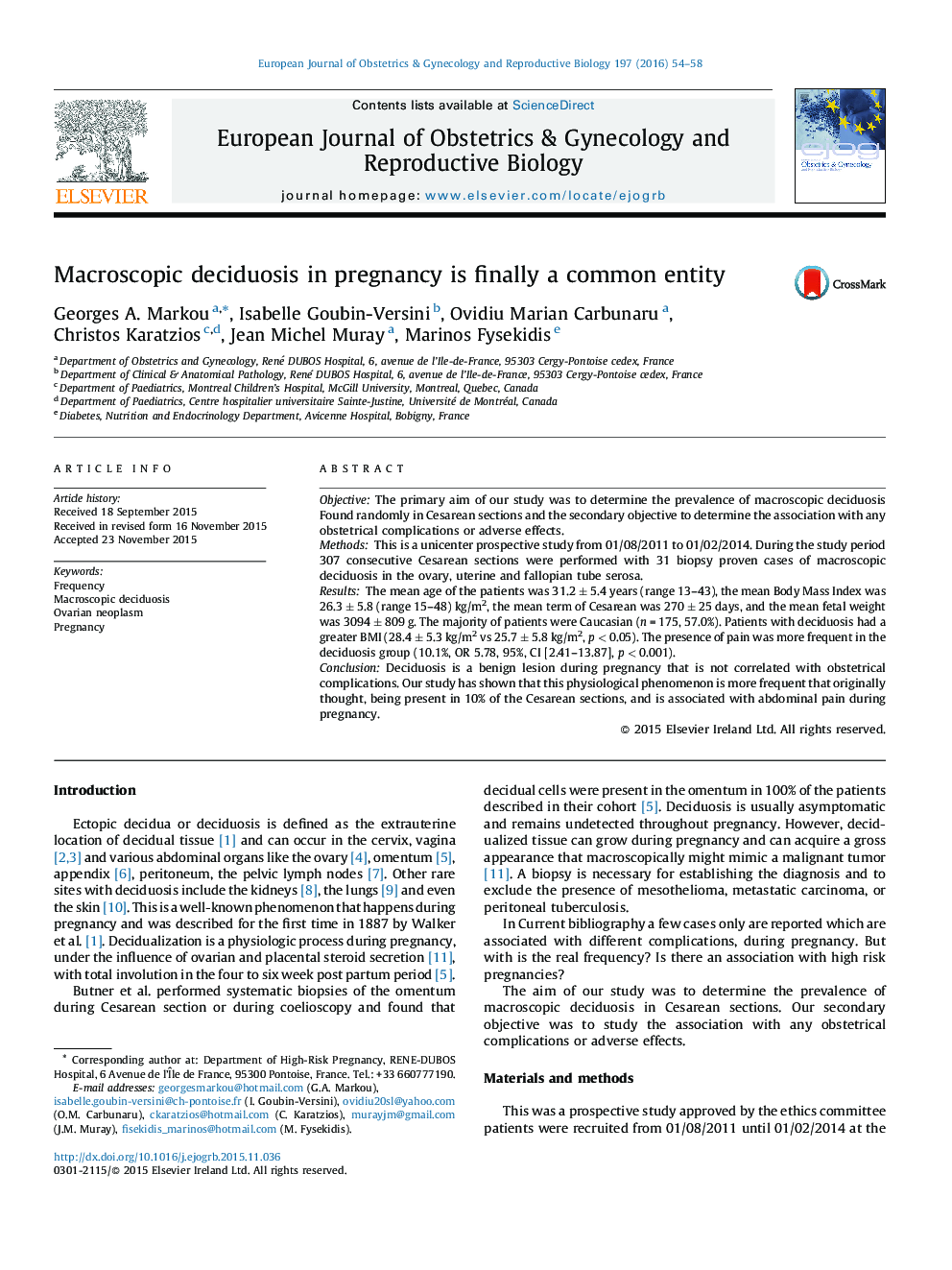 deciduosis ماکروسکوپی در دوران بارداری که در نهایت یک نهاد مشترک است 