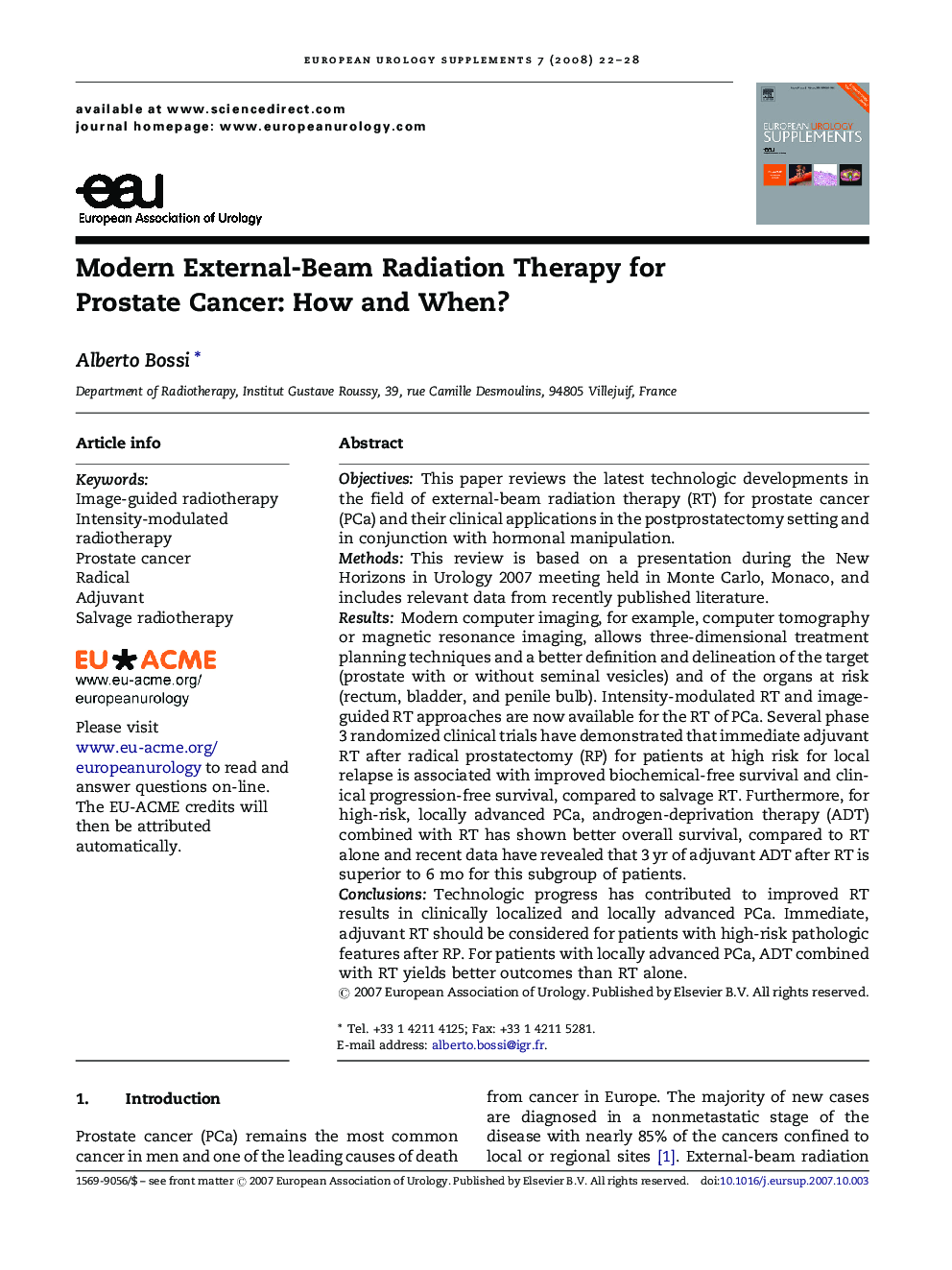 Modern External-Beam Radiation Therapy for Prostate Cancer: How and When? 