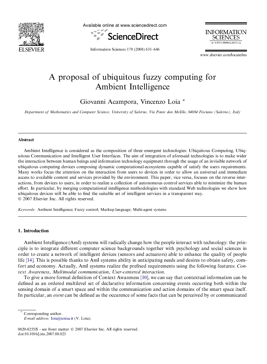 A proposal of ubiquitous fuzzy computing for Ambient Intelligence