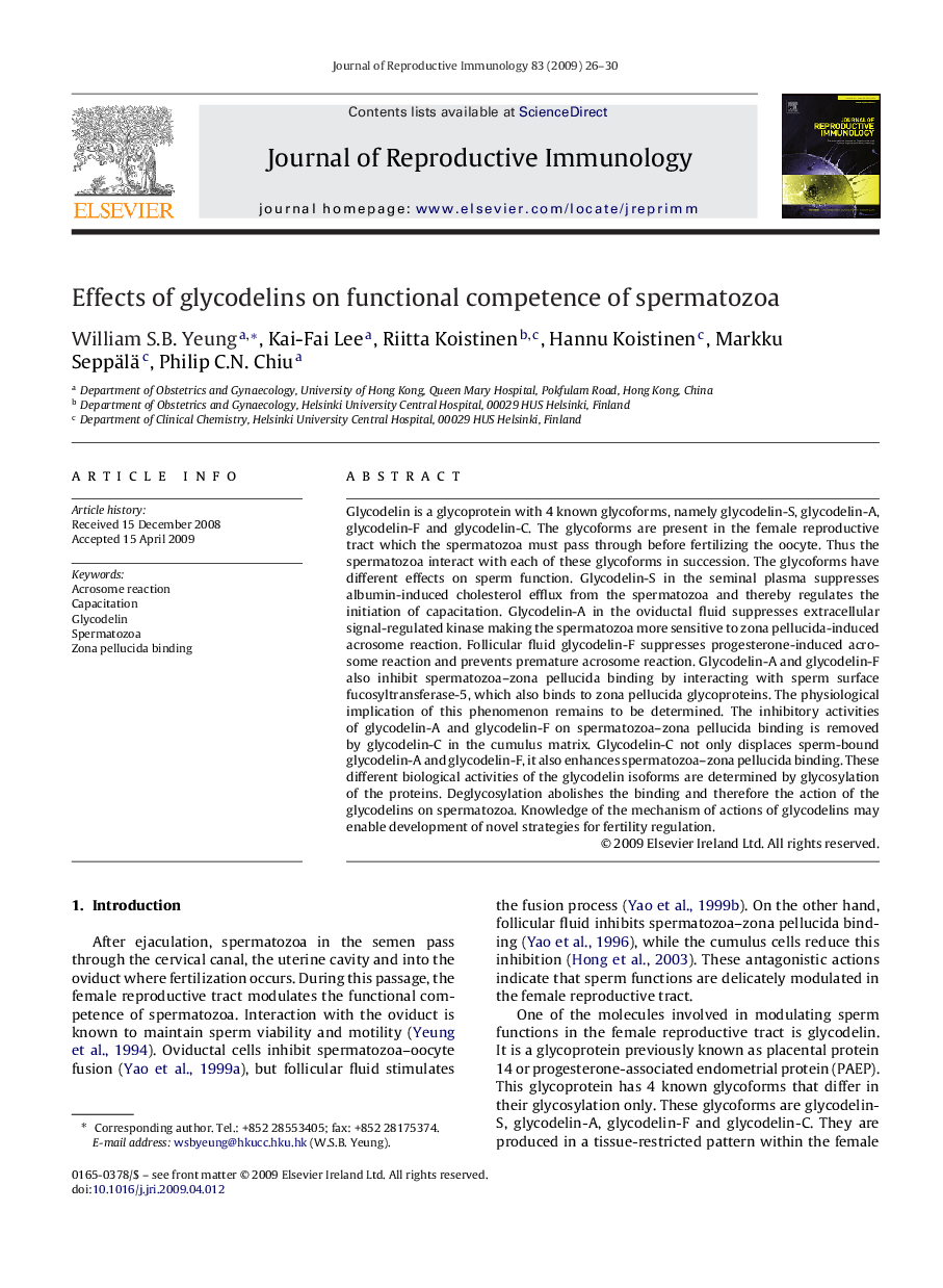 Effects of glycodelins on functional competence of spermatozoa