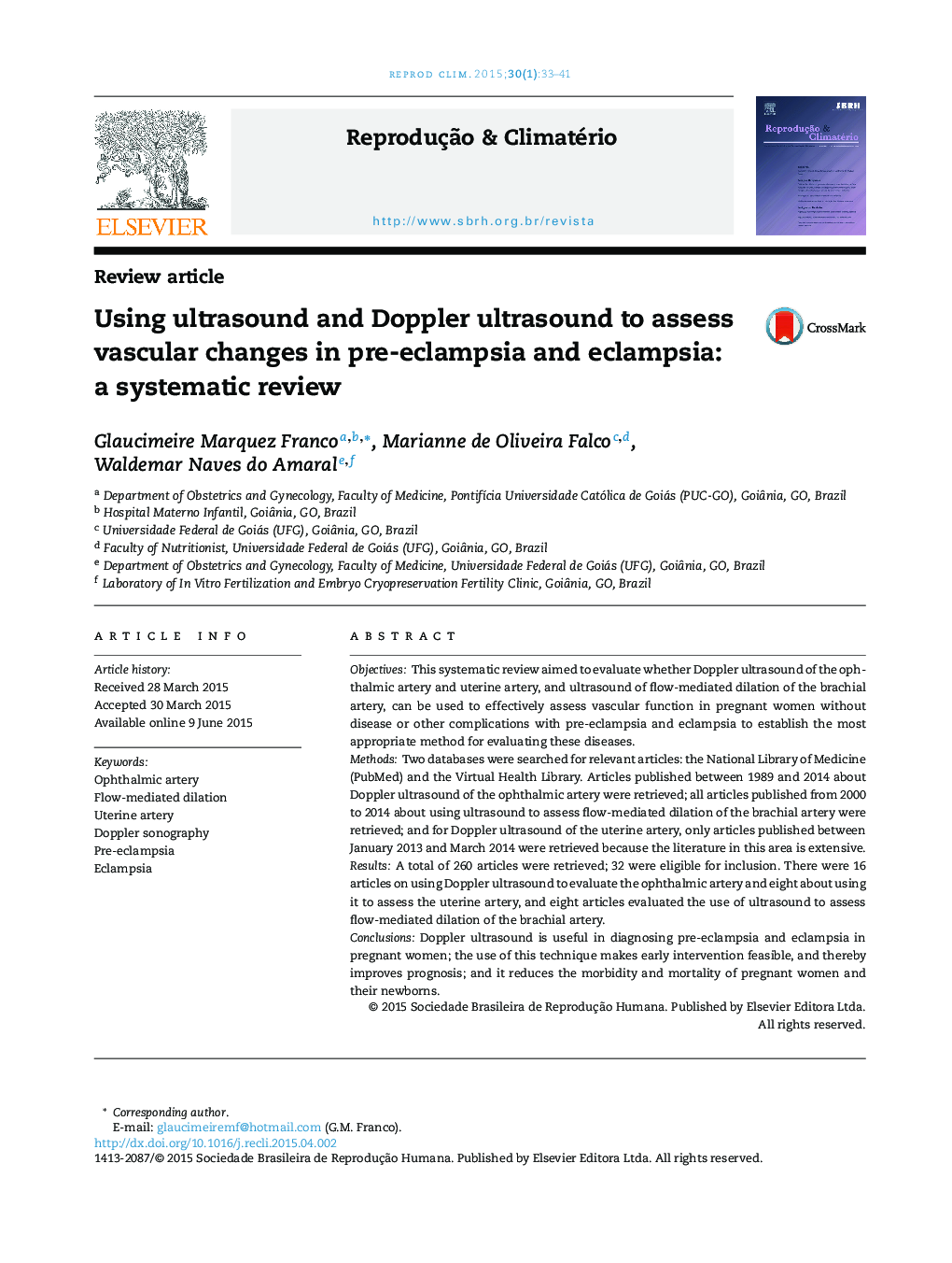 با استفاده از سونوگرافی اولتراسوند و داپلر برای ارزیابی تغییرات عروقی در پیش اکلامپسی و اکلامپسی: بررسی سیستماتیک 