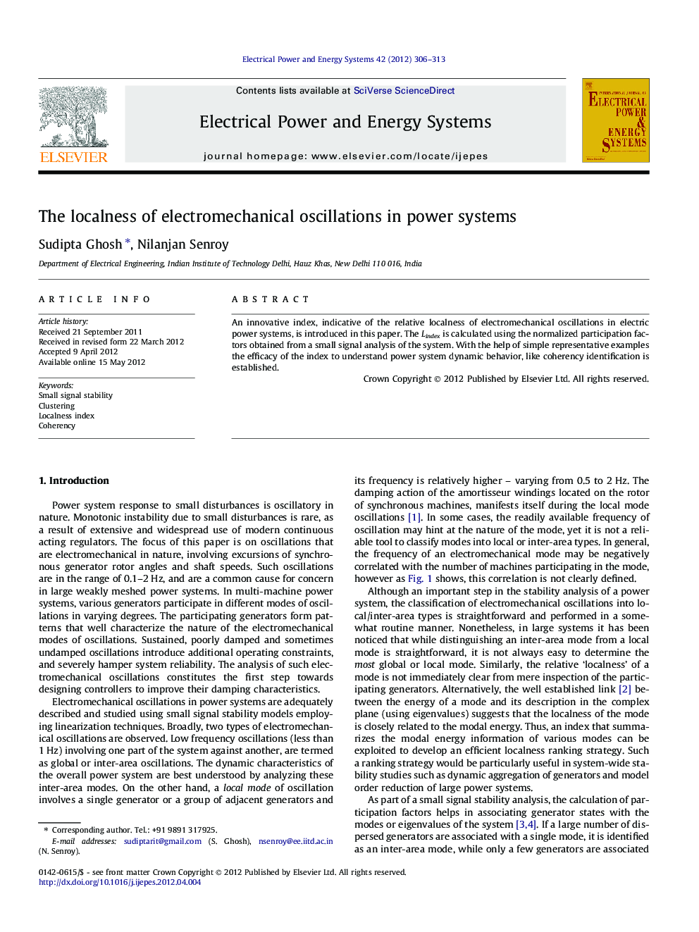 The localness of electromechanical oscillations in power systems