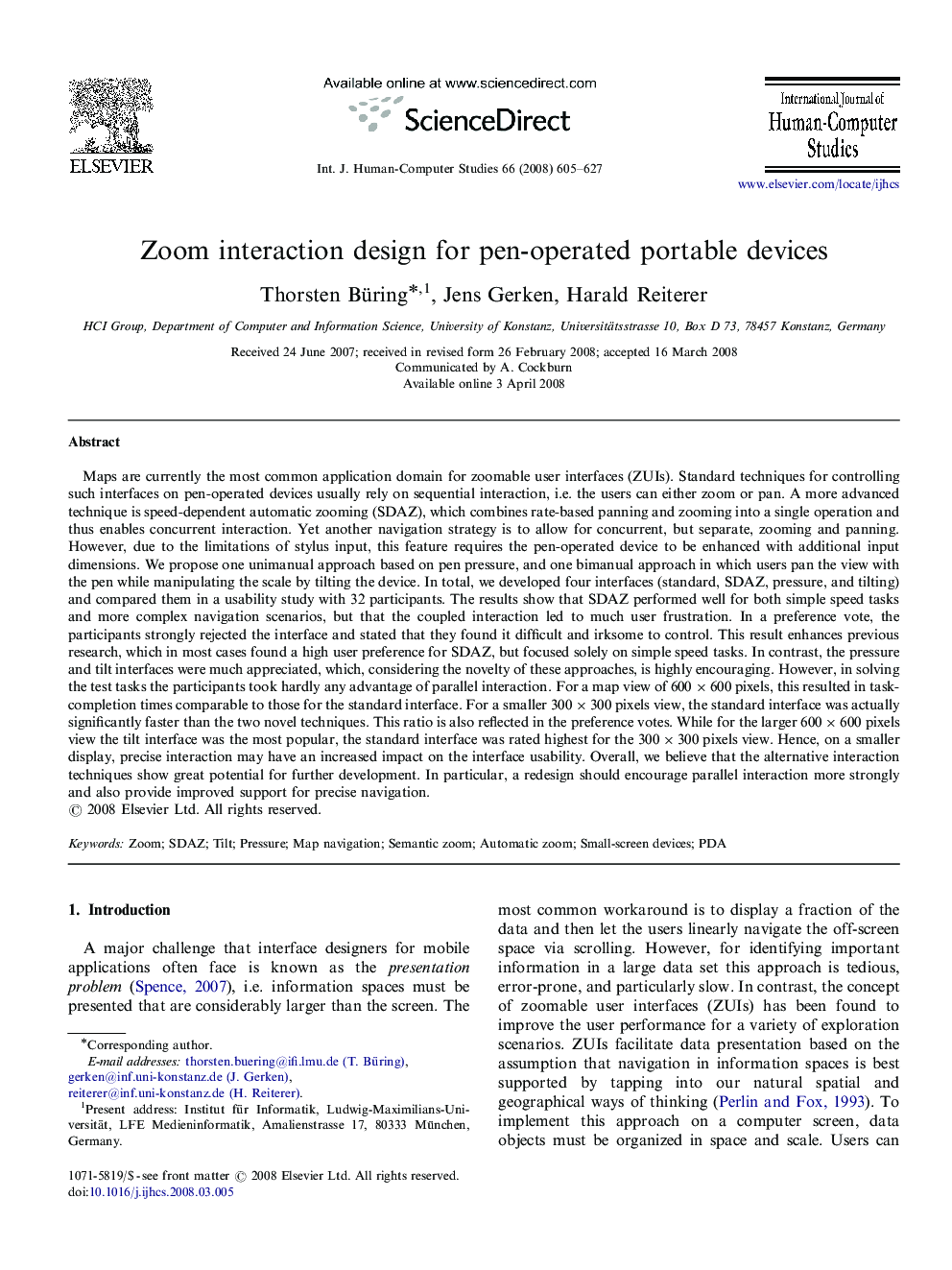 Zoom interaction design for pen-operated portable devices