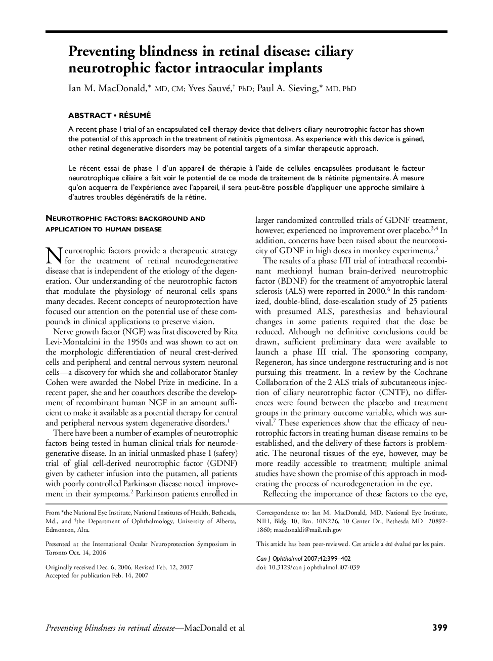 Preventing blindness in retinal disease: ciliary neurotrophic factor intraocular implants ab