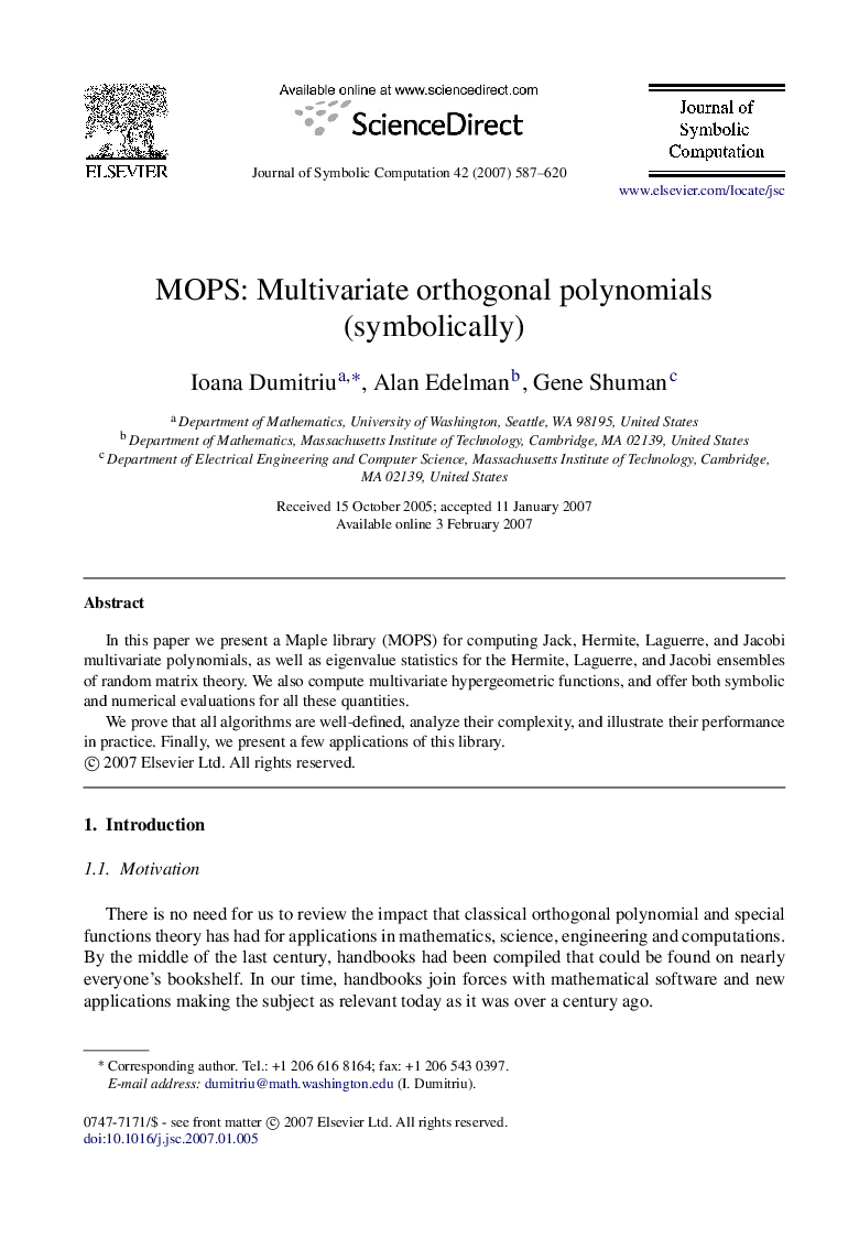MOPS: Multivariate orthogonal polynomials (symbolically)