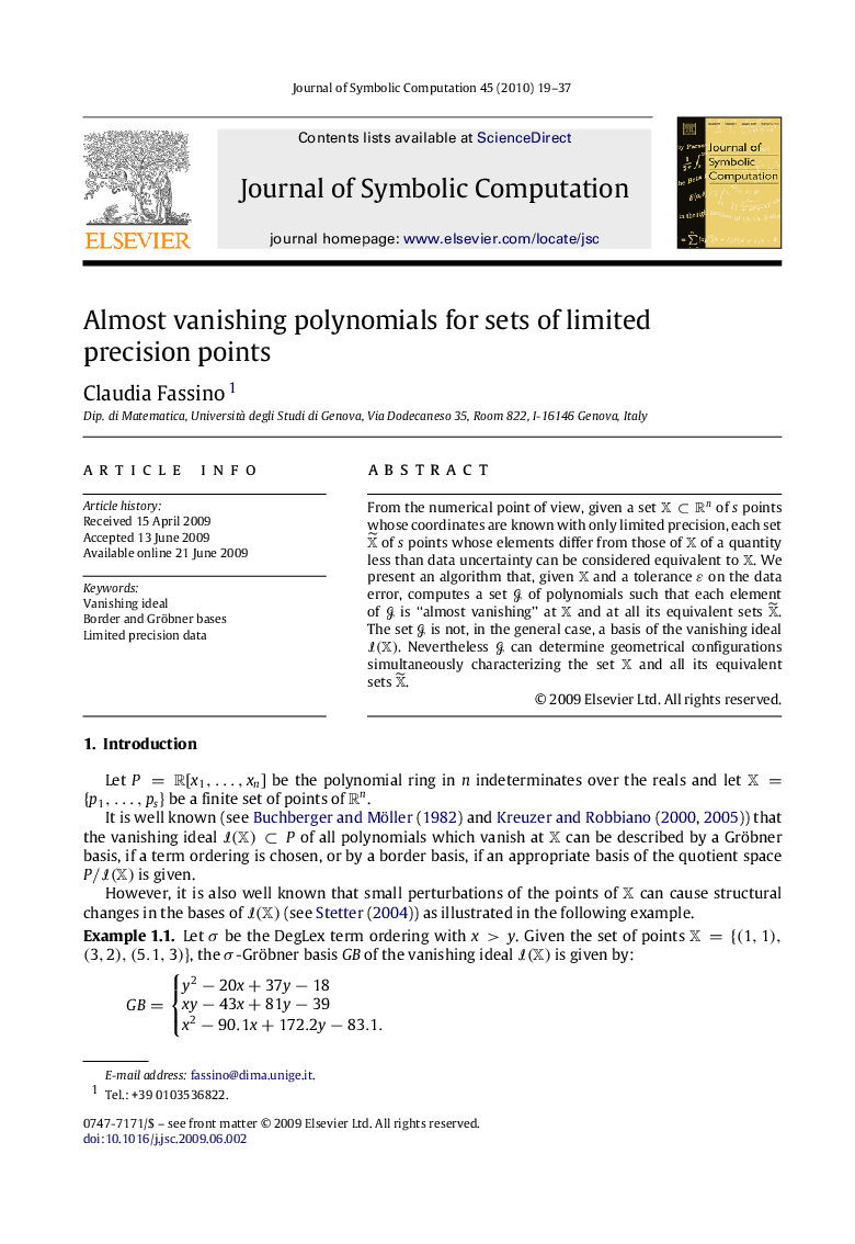 Almost vanishing polynomials for sets of limited precision points