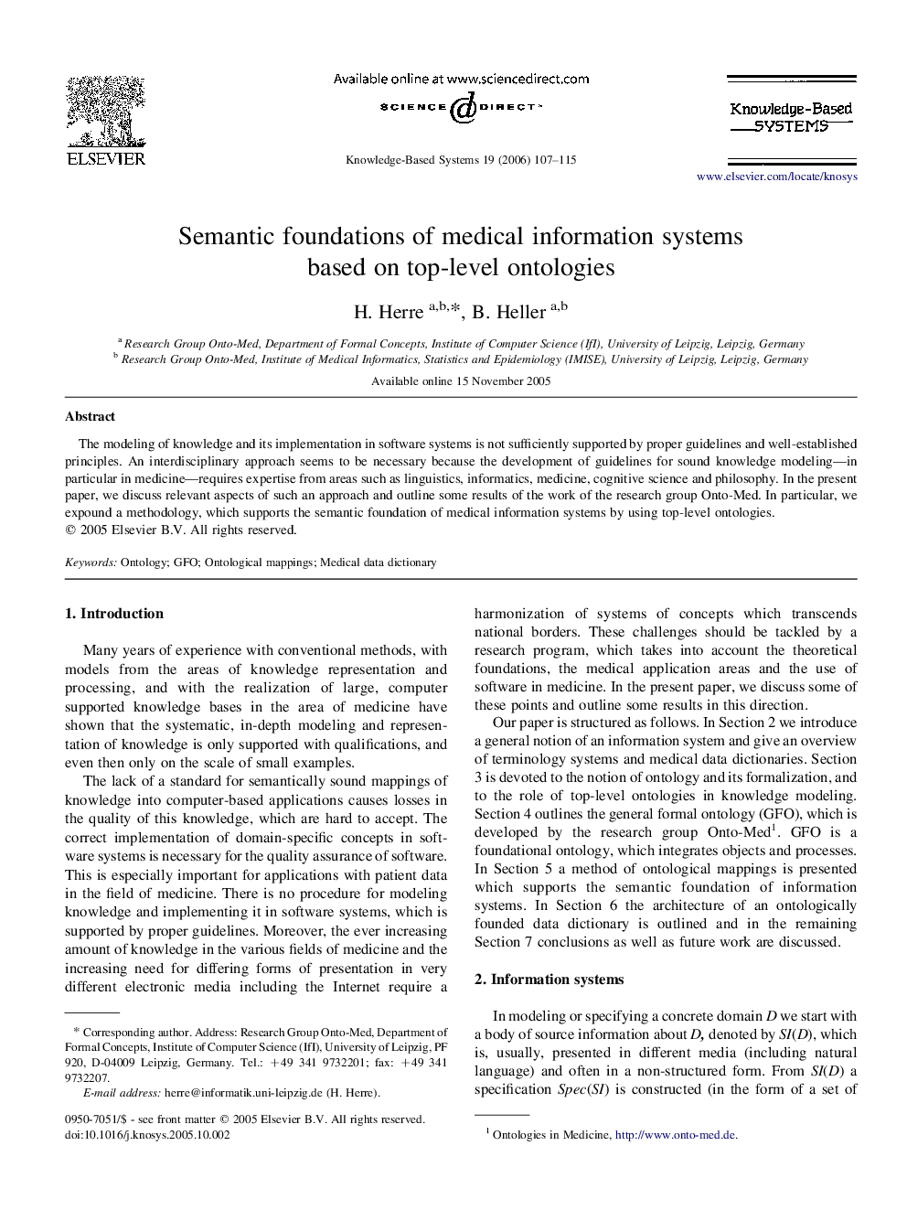 Semantic foundations of medical information systems based on top-level ontologies