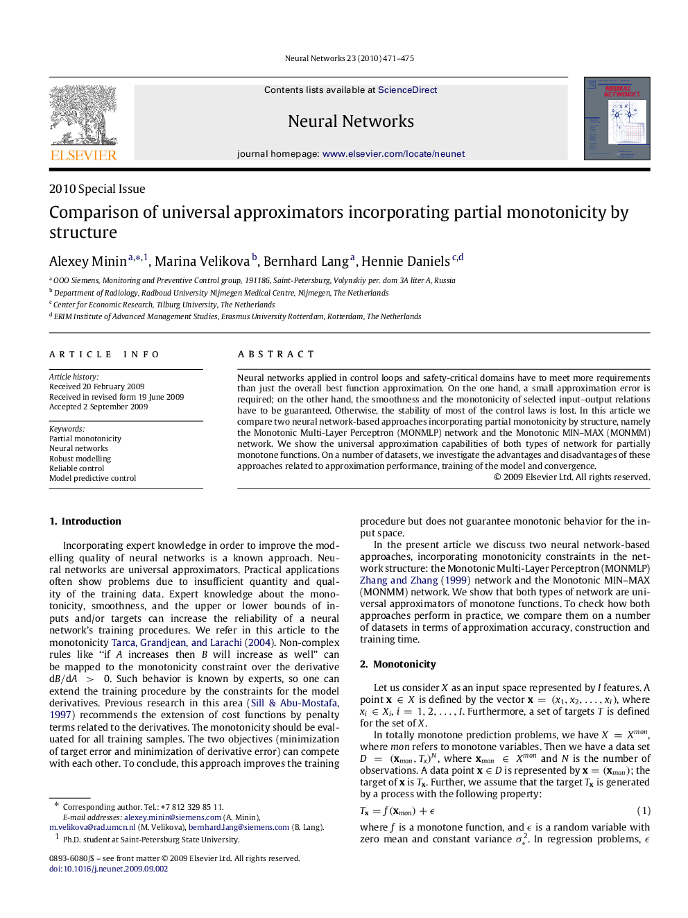 Comparison of universal approximators incorporating partial monotonicity by structure