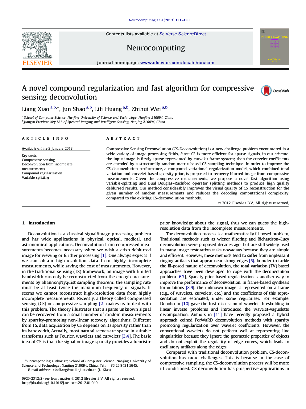 A novel compound regularization and fast algorithm for compressive sensing deconvolution