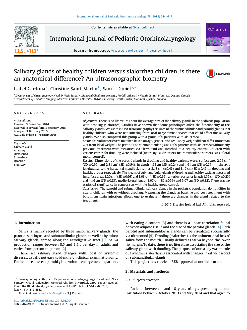 غدد بزاق کودکان سالم در مقابل کودکان سیلوره، آیا تفاوت آناتومیکی وجود دارد؟ بیومتریک سونوگرافی 