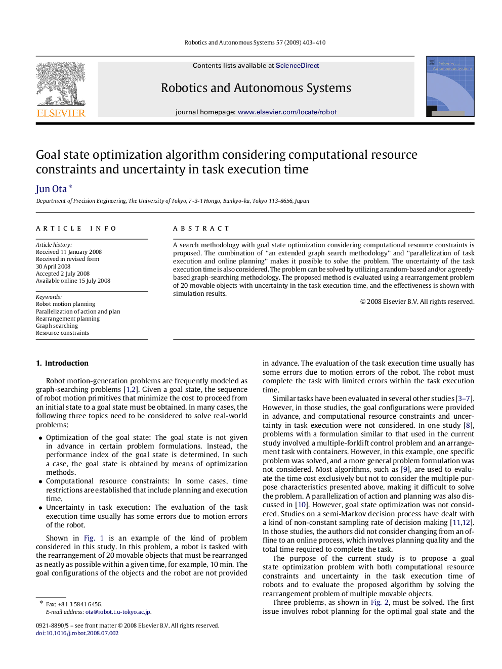 Goal state optimization algorithm considering computational resource constraints and uncertainty in task execution time