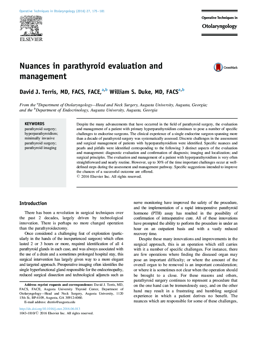 Nuances in parathyroid evaluation and management