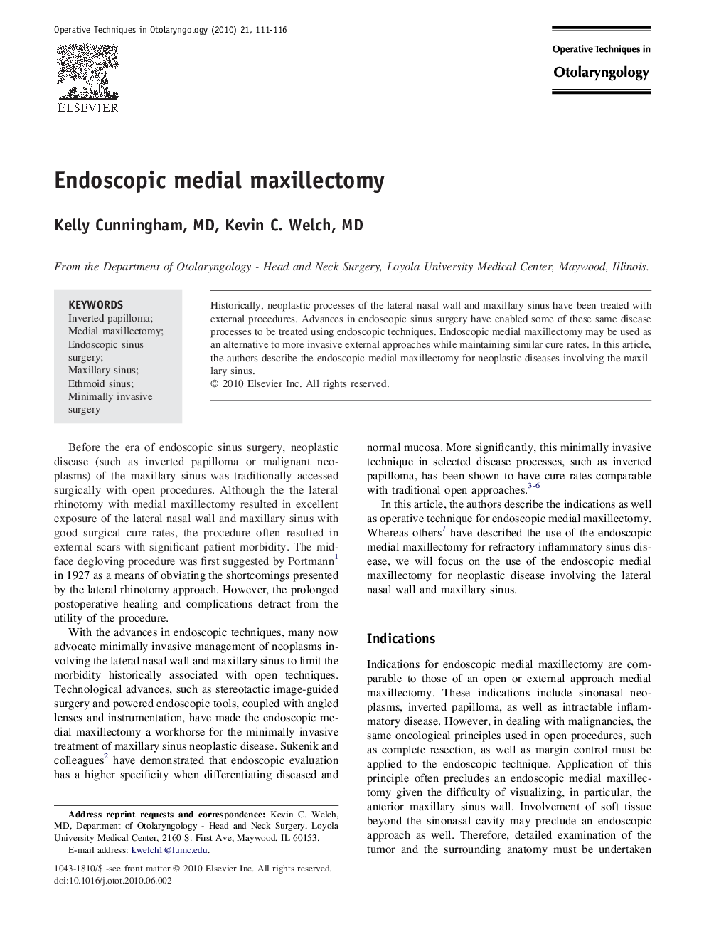 Endoscopic medial maxillectomy