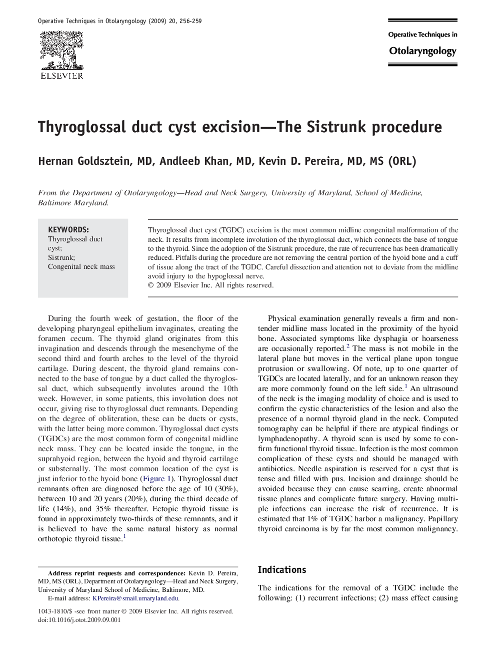 Thyroglossal duct cyst excision—The Sistrunk procedure