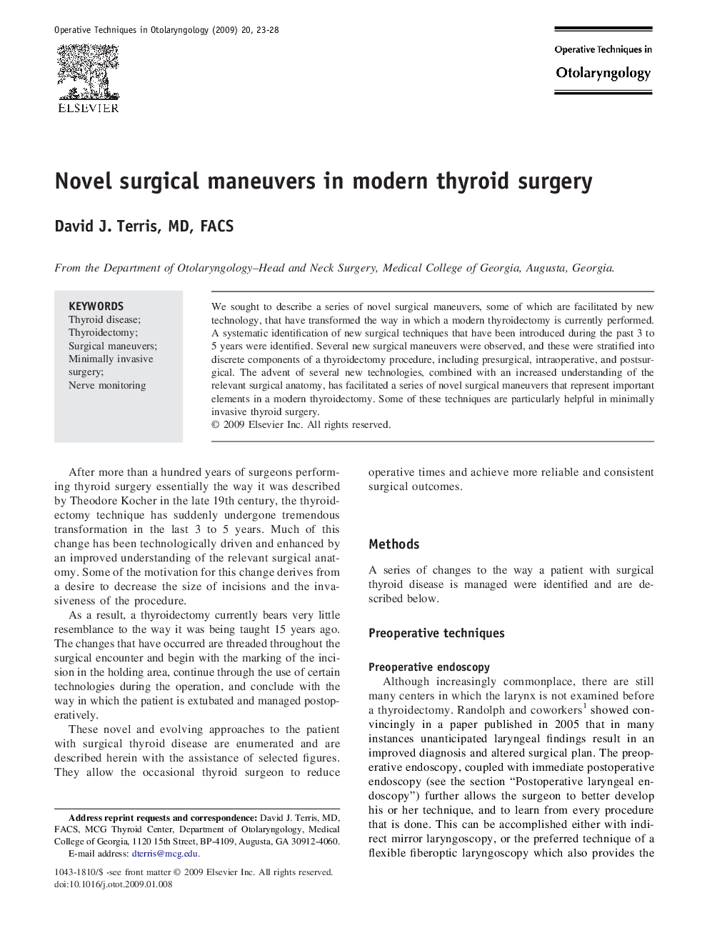 Novel surgical maneuvers in modern thyroid surgery