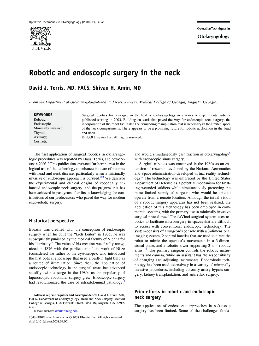 Robotic and endoscopic surgery in the neck